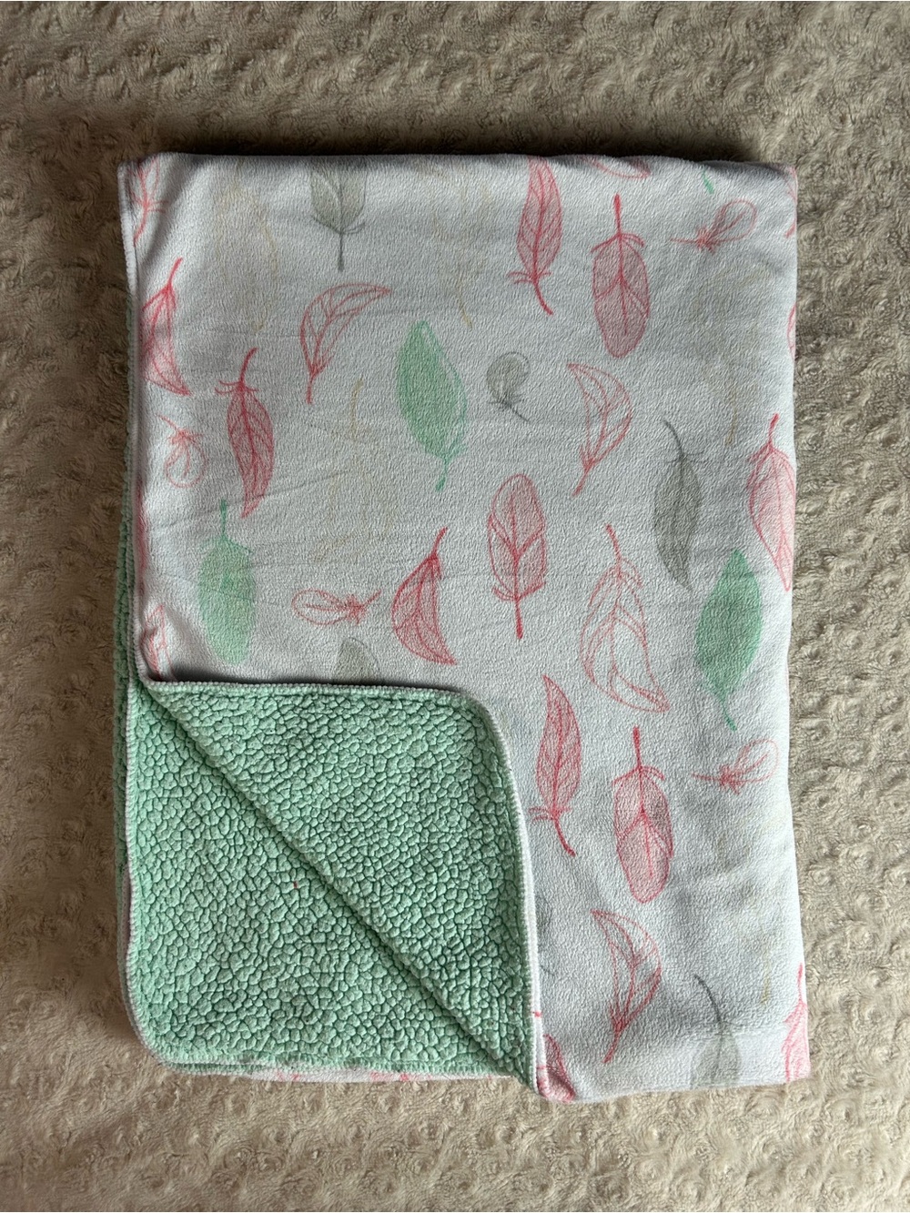 Cloud Island Feathers Baby Blanket White Pink Gray Mint Green Sherpa Lovey